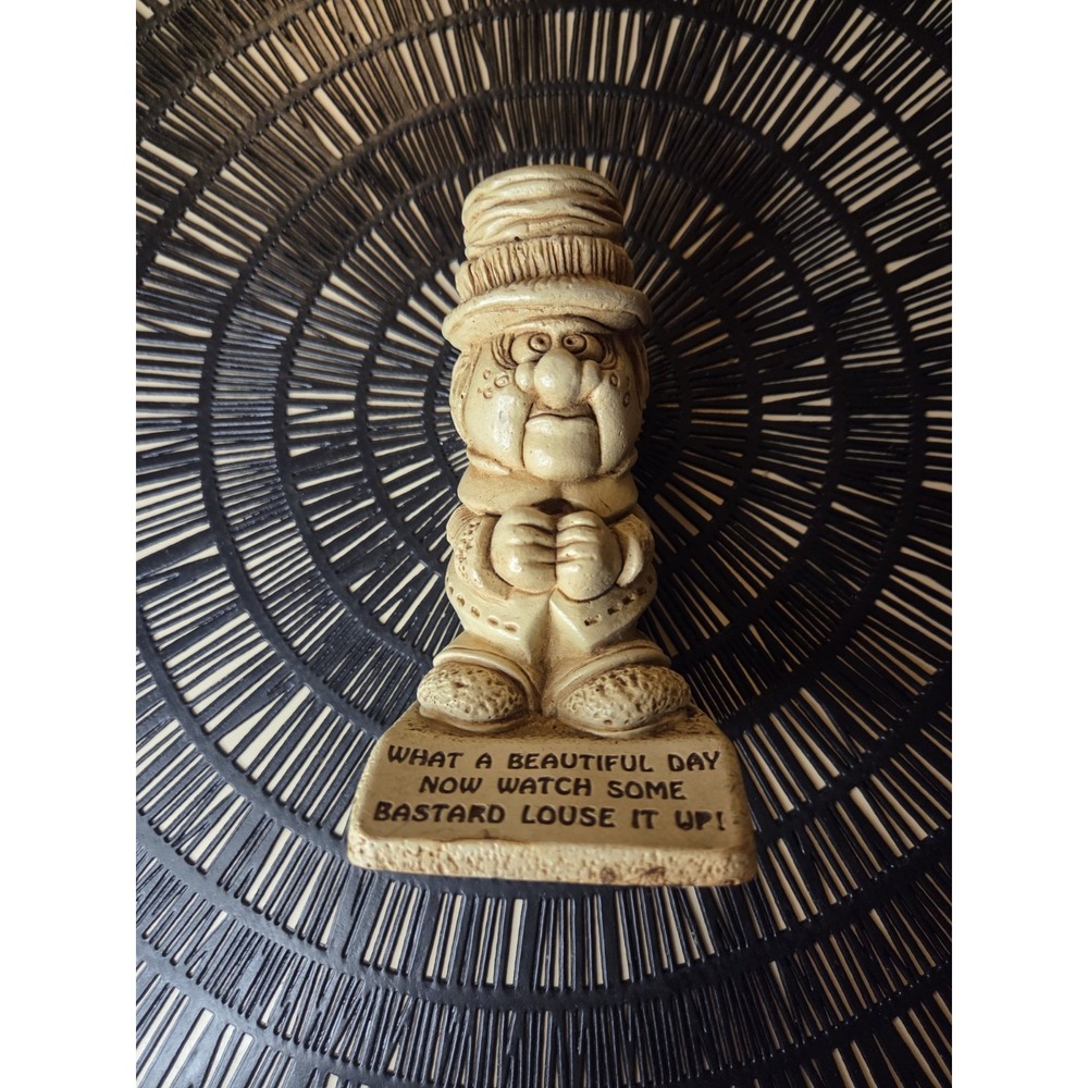 Paula USA Wooden Cork Statue 1971 Desk Decor What Beautiful Day Watch Figurine
